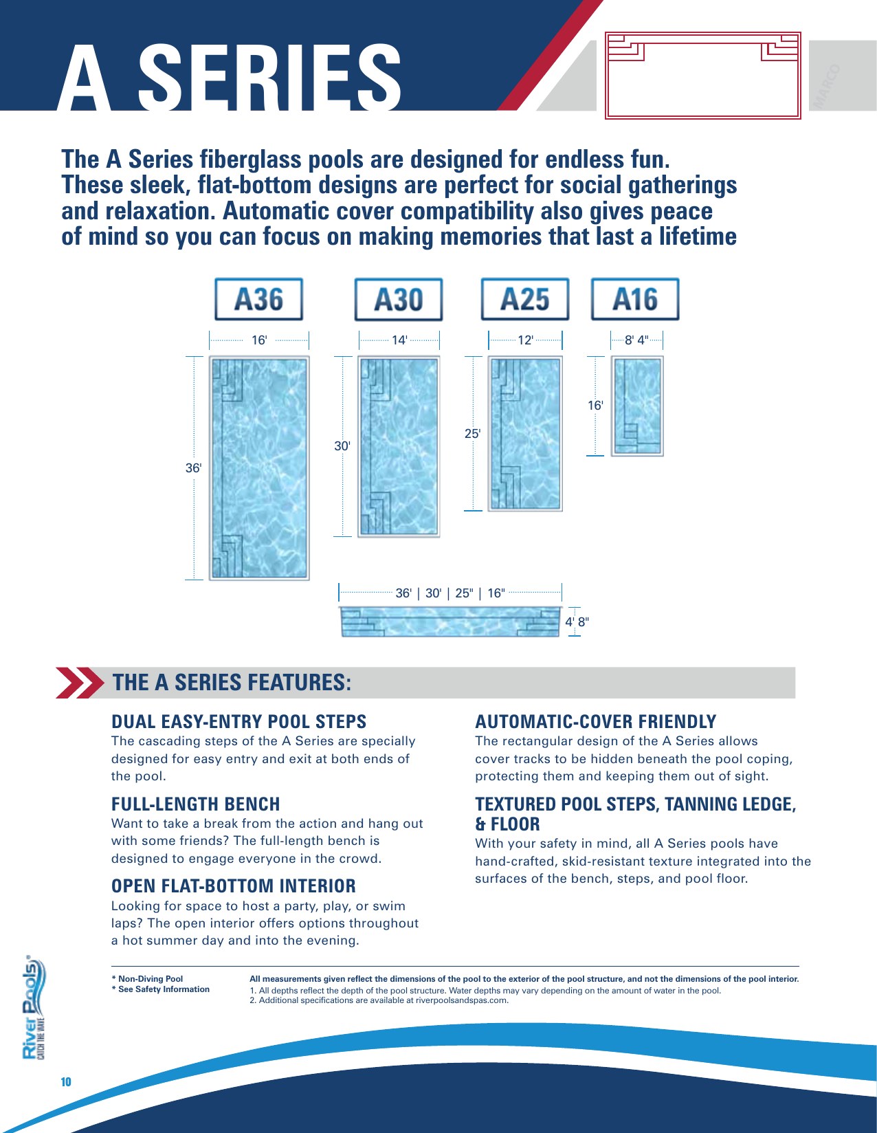 River Pools A Series specifications