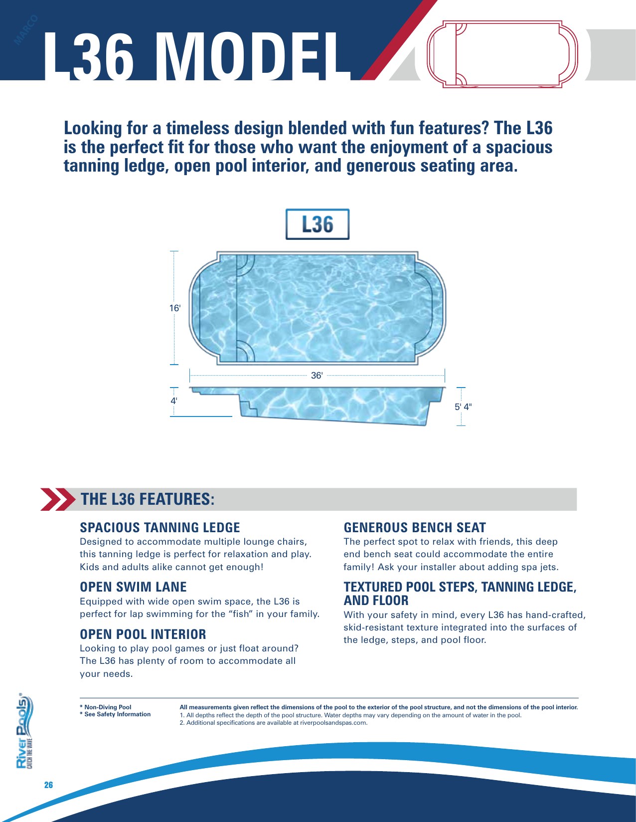 River Pools L36 specifications