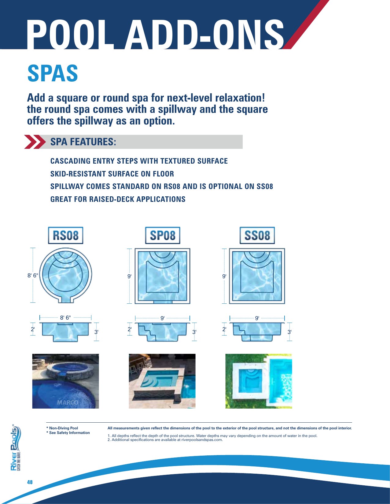 River Pools spas brochure page