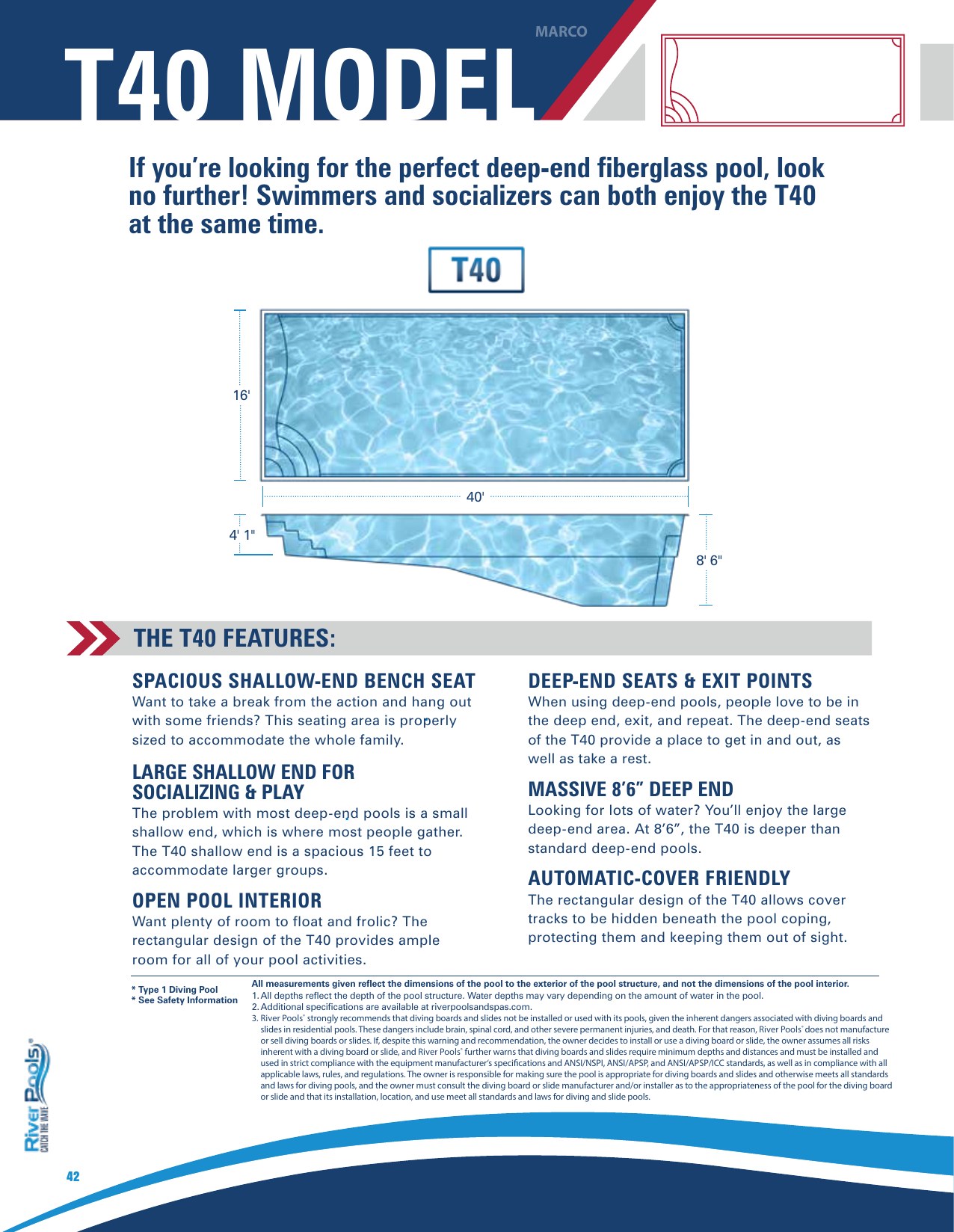 River Pools T40 specifications