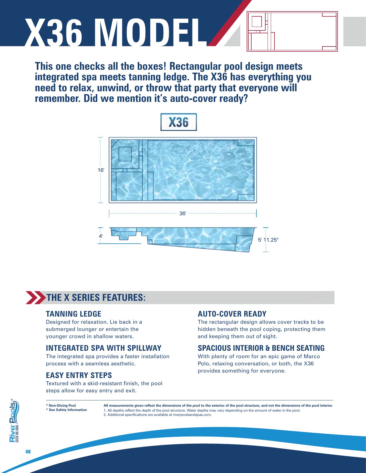 River Pools X36 specifications