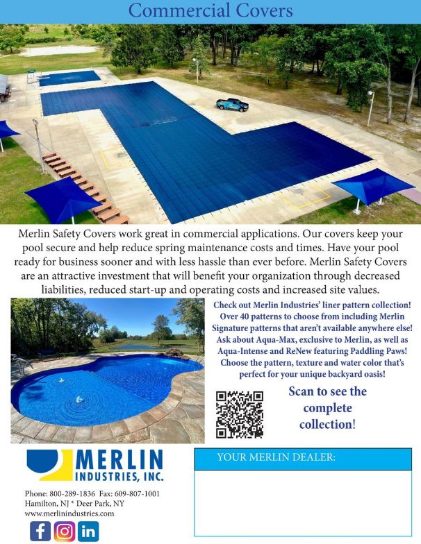 Large commercial pool protected by a Merlin safety cover